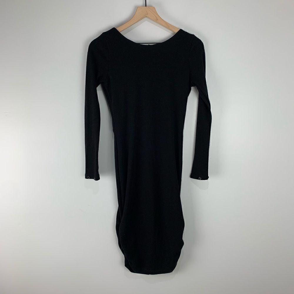 Alice + Olivia Black Wool Long Sleeve Dress